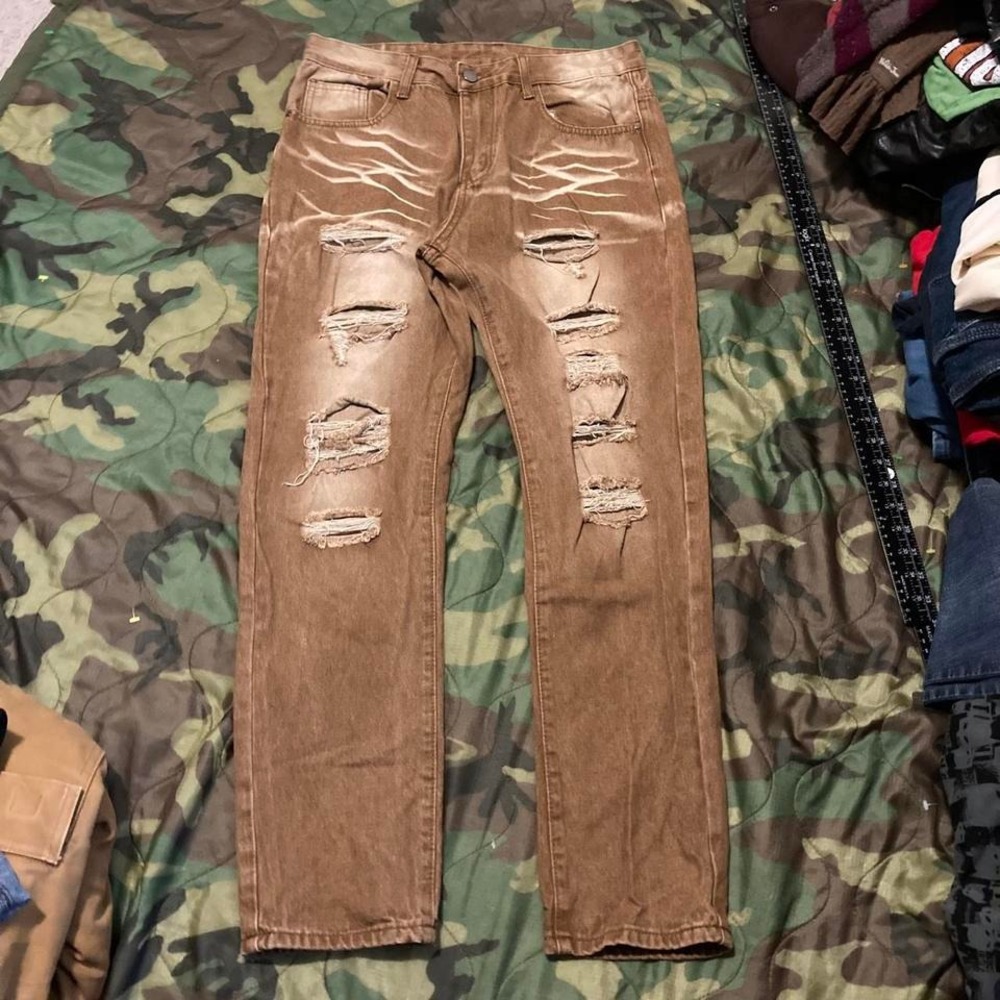 Unbranded‎ burnt sienna distressed skinny jeans men's size 31/30